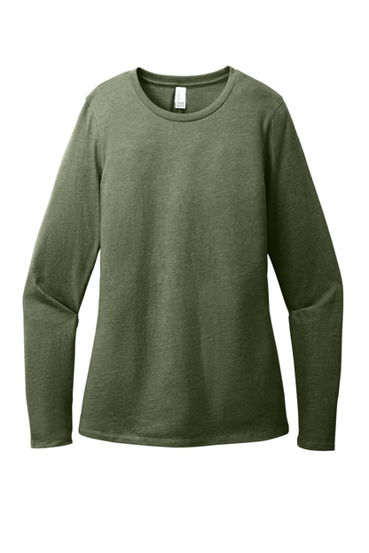District Women's Perfect Blend CVC Long Sleeve Tee DT110 Heathered Olive
