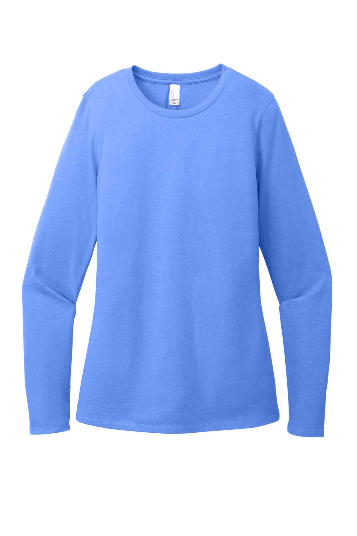 District Women's Perfect Blend CVC Long Sleeve Tee DT110 Heathered Royal