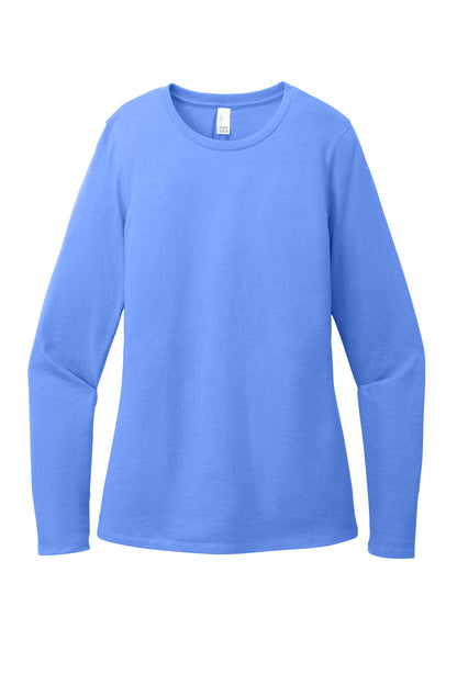 District Women's Perfect Blend CVC Long Sleeve Tee DT110 Heathered Royal