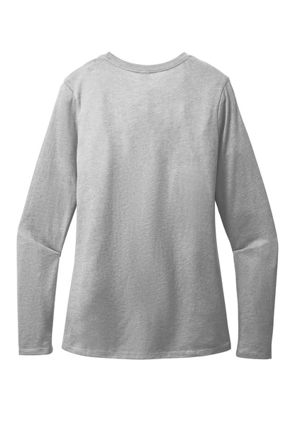 District Women's Perfect Blend CVC Long Sleeve Tee DT110 Light Heather Grey