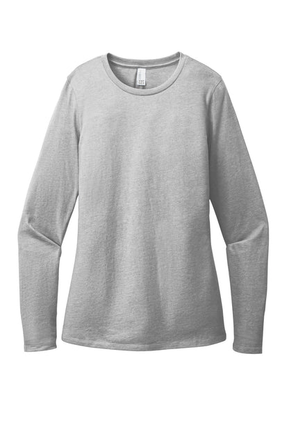 District Women's Perfect Blend CVC Long Sleeve Tee DT110 Light Heather Grey