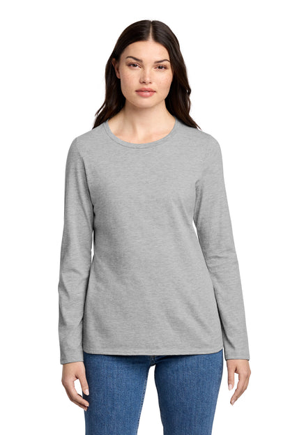 District Women's Perfect Blend CVC Long Sleeve Tee DT110 Light Heather Grey