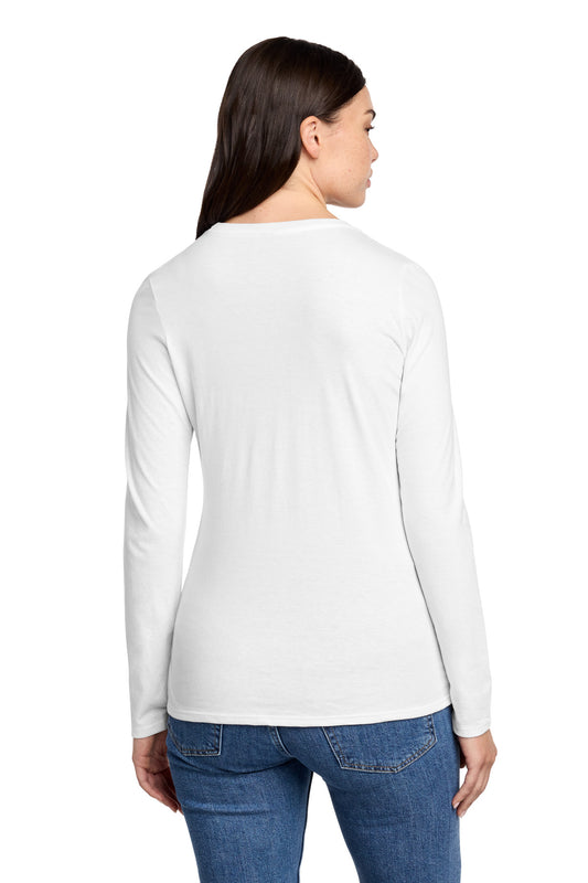 District Women's Perfect Blend CVC Long Sleeve Tee DT110 White
