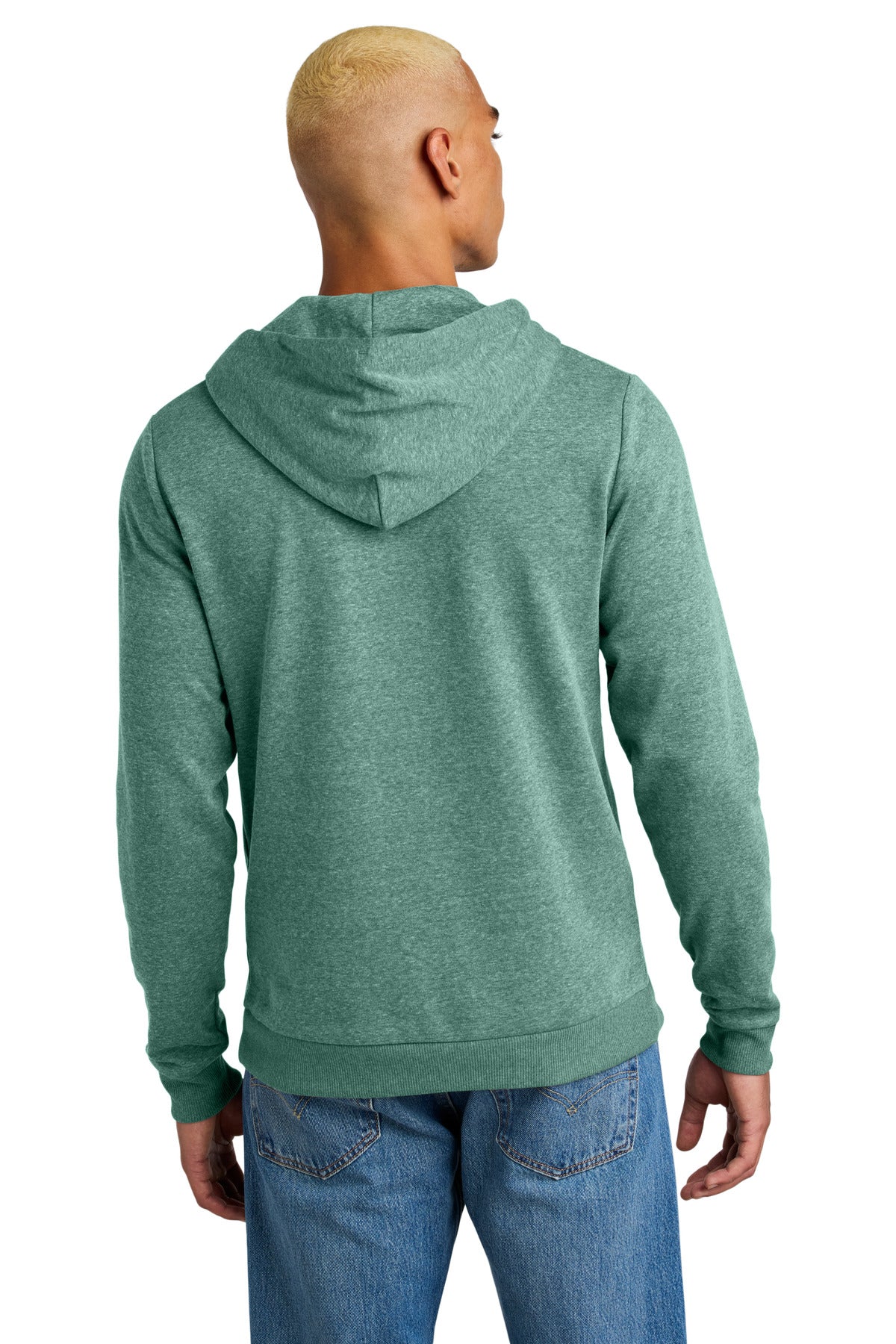 District Perfect Tri Fleece Pullover Hoodie DT1300 Heathered Eucalyptus Blue