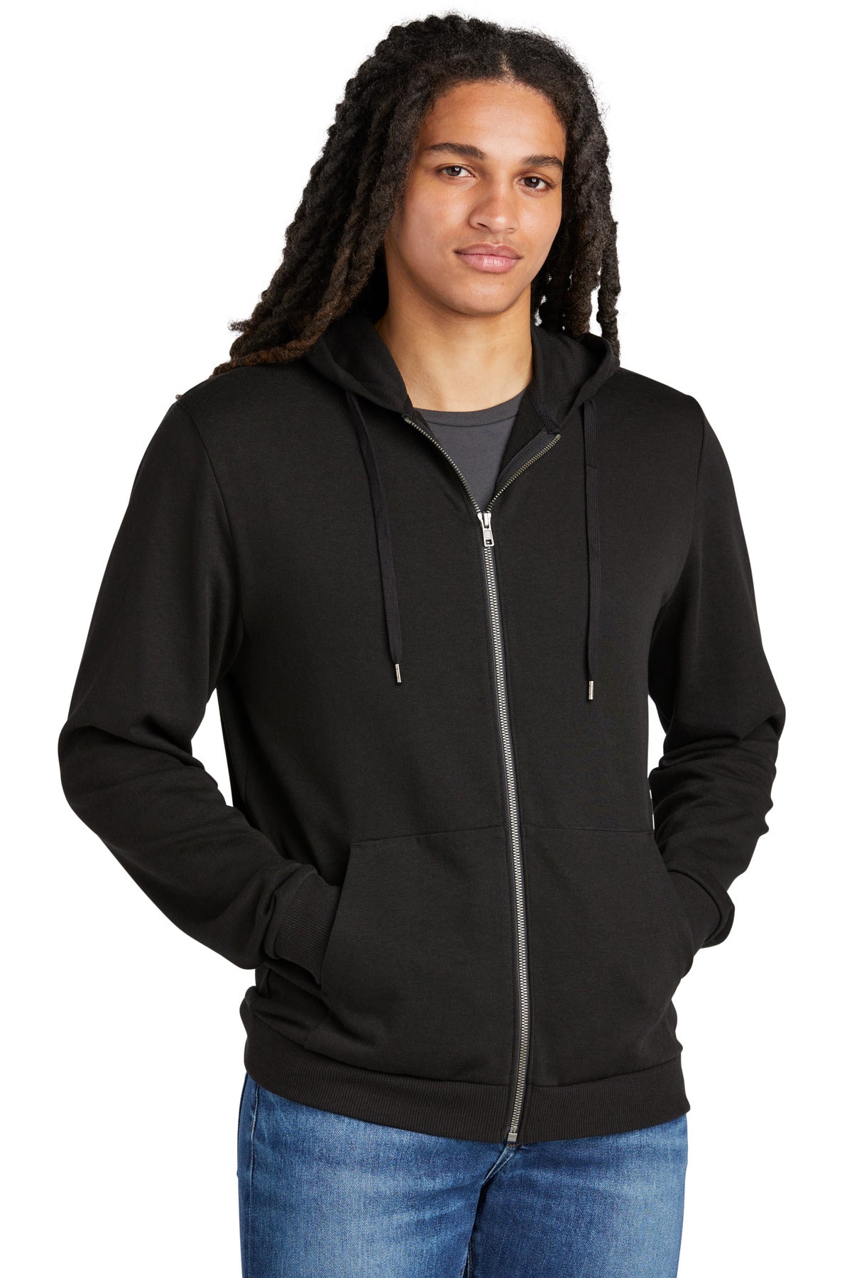 District Perfect Tri Fleece Full-Zip Hoodie DT1302 Black