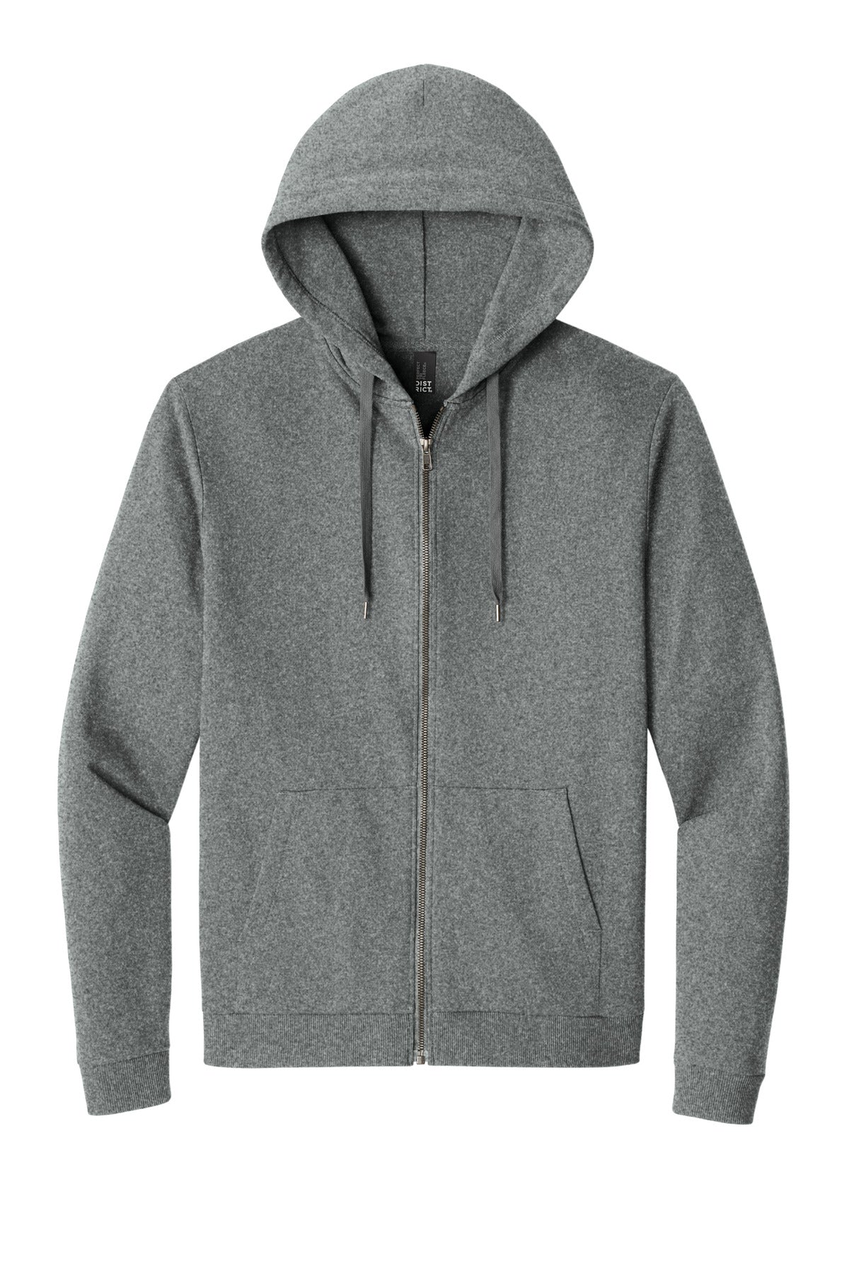 District Perfect Tri Fleece Full-Zip Hoodie DT1302 Grey Frost