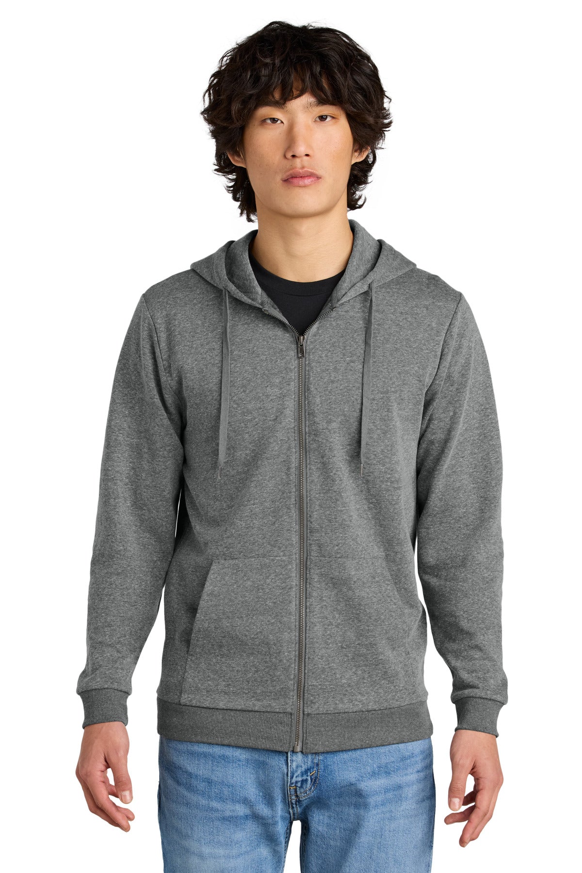 District Perfect Tri Fleece Full-Zip Hoodie DT1302 Grey Frost