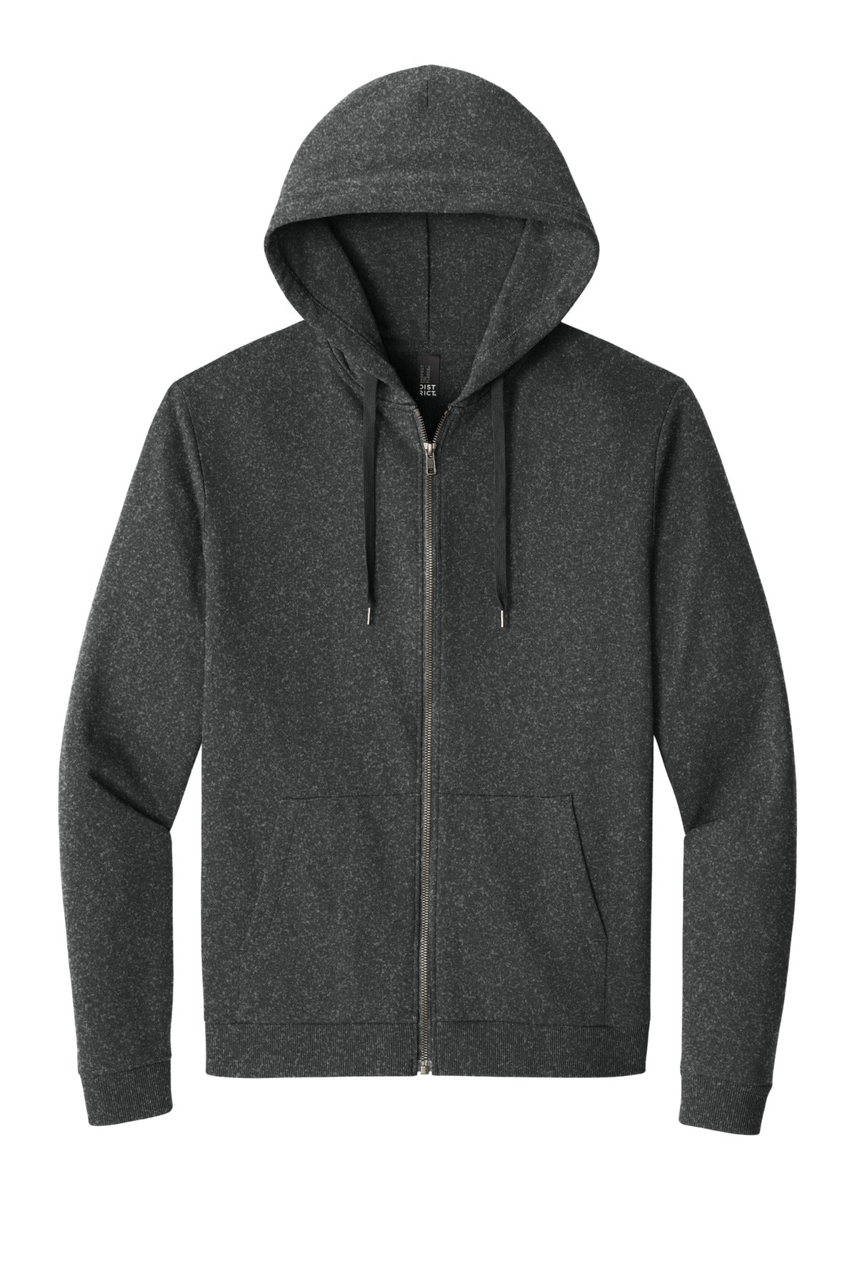 District Perfect Tri Fleece Full-Zip Hoodie DT1302 Heathered Charcoal