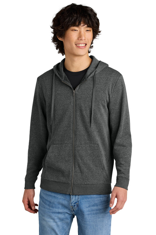 District Perfect Tri Fleece Full-Zip Hoodie DT1302 Heathered Charcoal