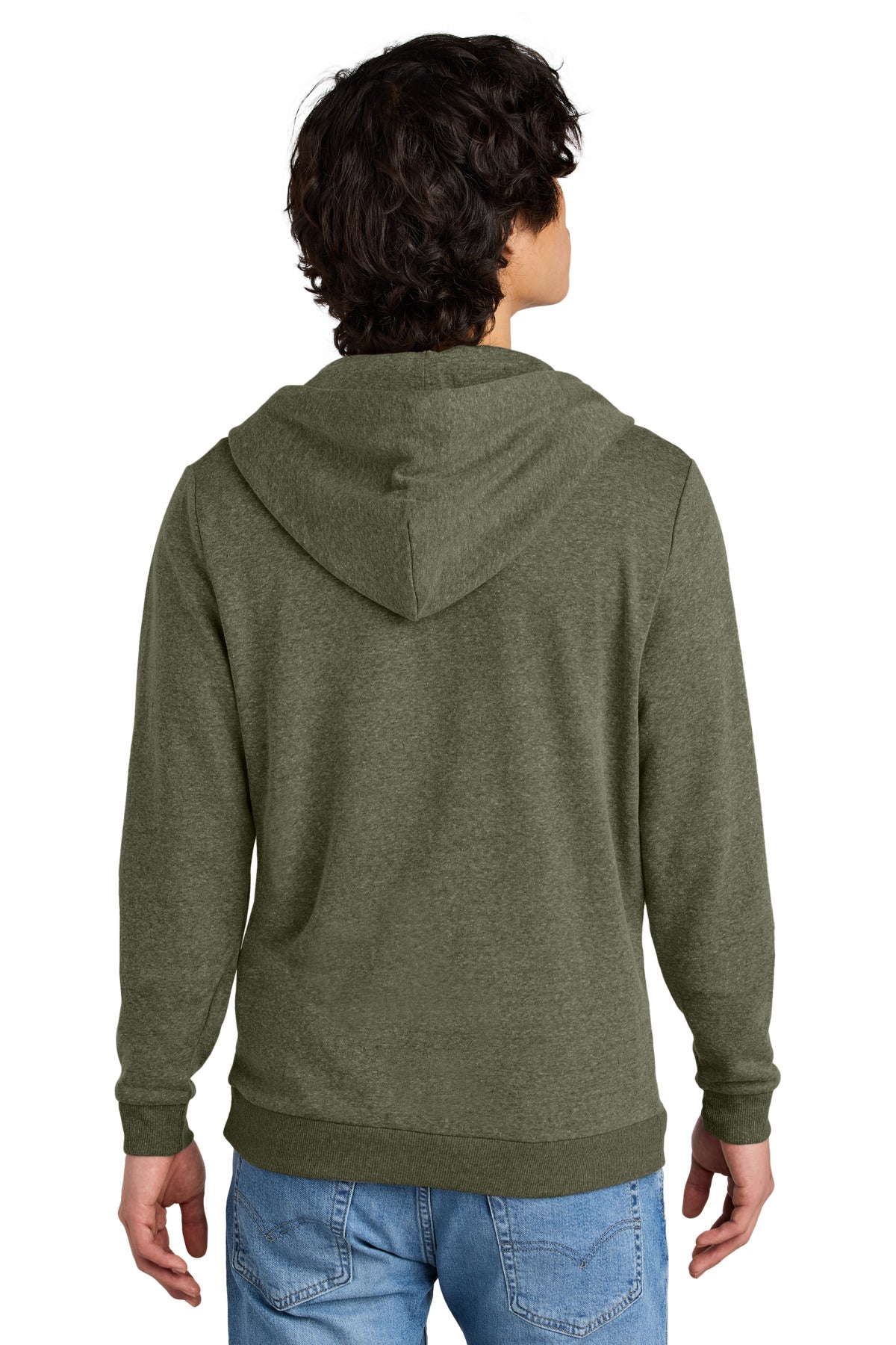 District Perfect Tri Fleece Full-Zip Hoodie DT1302 Military Green Frost