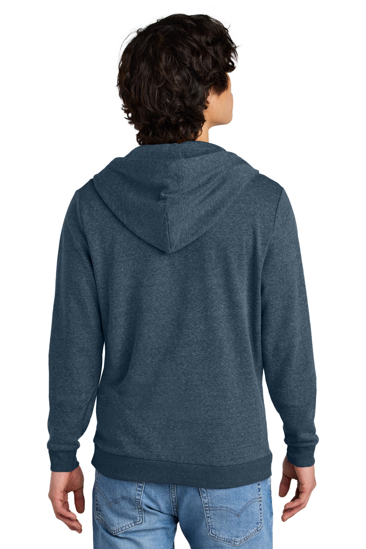 District Perfect Tri Fleece Full-Zip Hoodie DT1302 Navy Frost