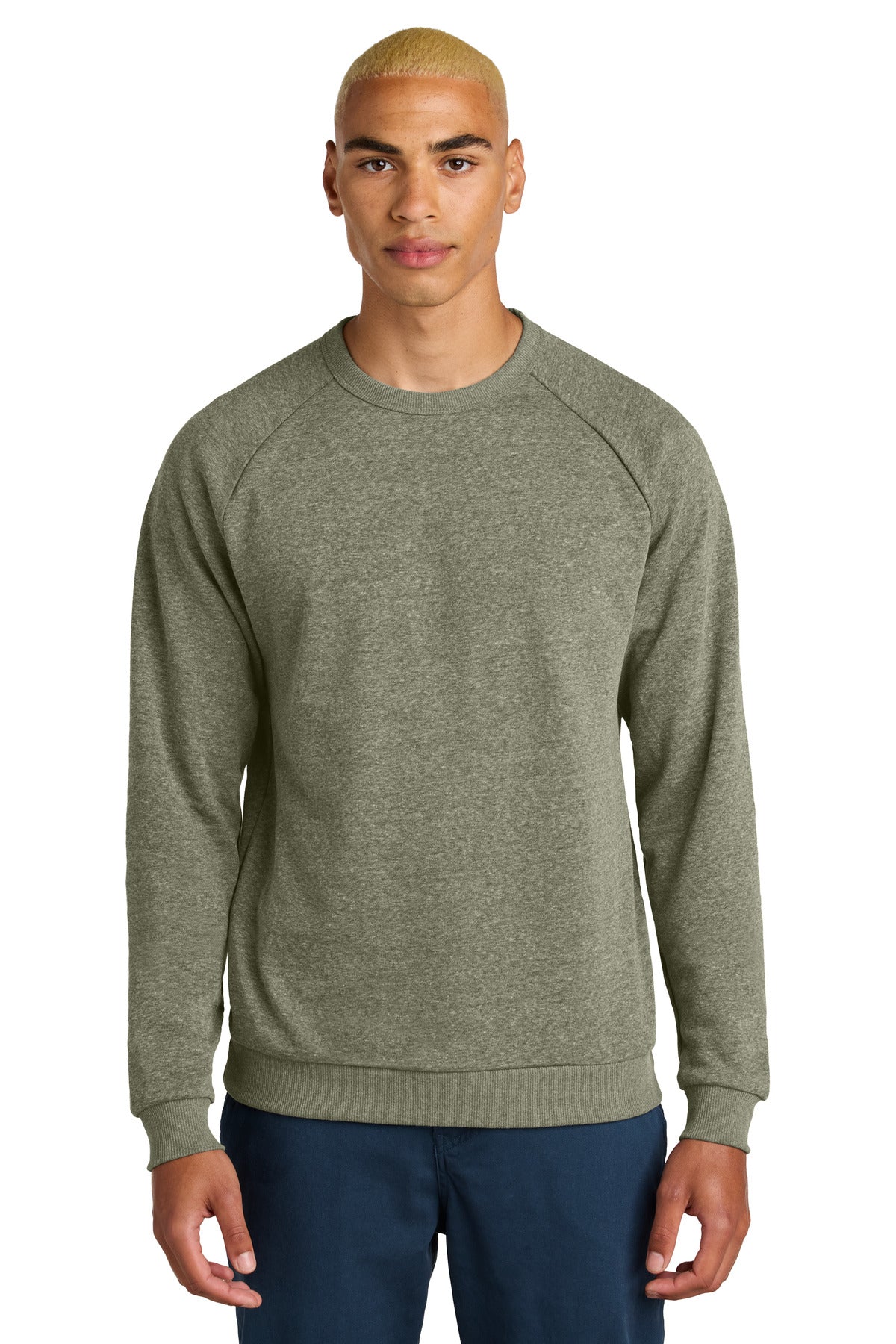 District Perfect Tri Fleece Crewneck Sweatshirt DT1304 Military Green Frost