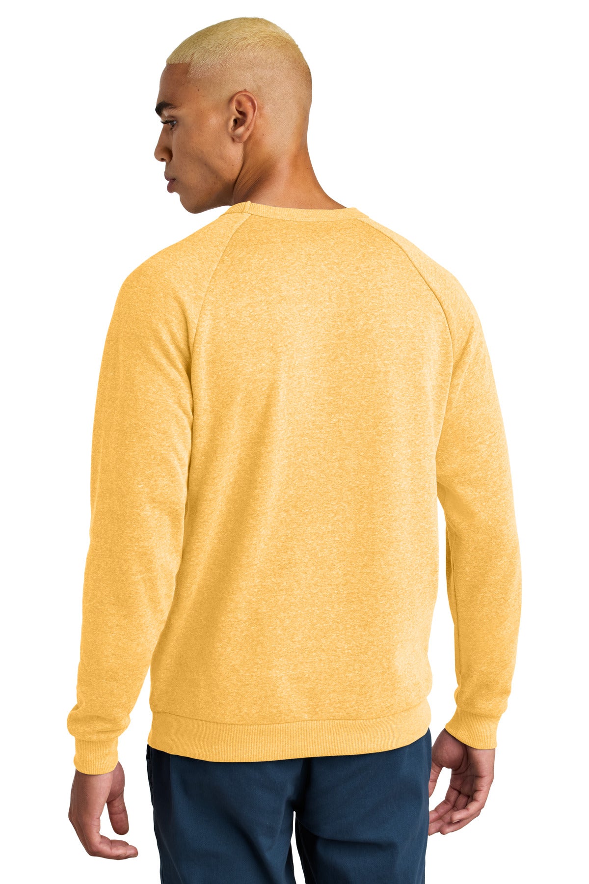 District Perfect Tri Fleece Crewneck Sweatshirt DT1304 Ochre Yellow Heather