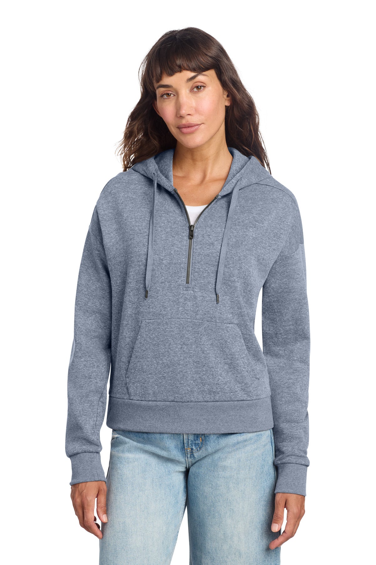 District Women's Perfect Tri Fleece 1/2-Zip Pullover DT1311 Navy Frost