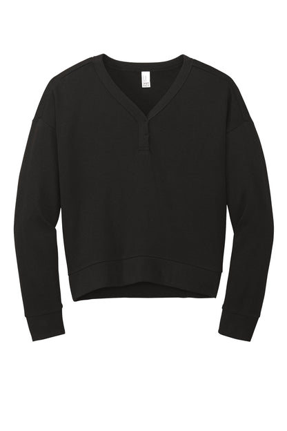District Women's Perfect Tri Fleece V-Neck Sweatshirt DT1312 Black