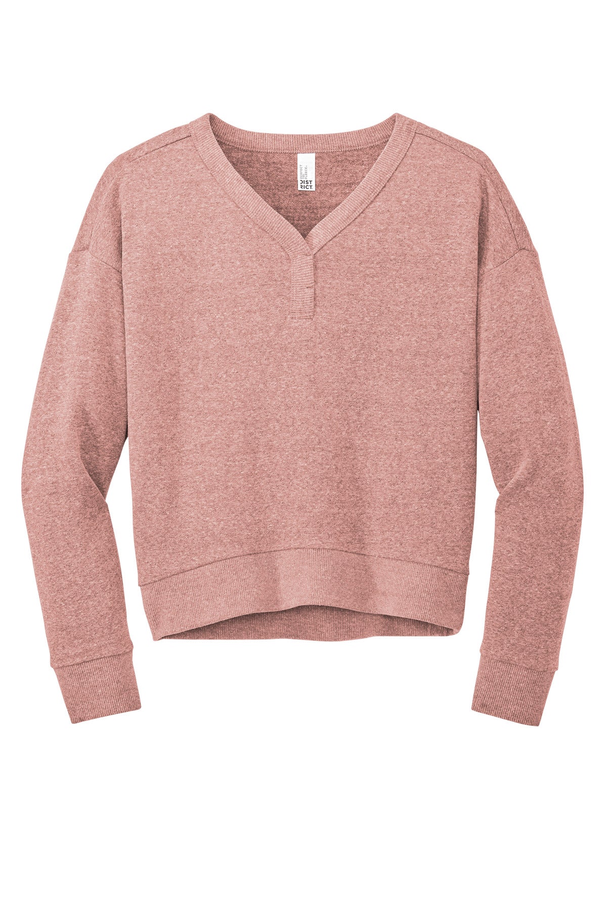 District Women's Perfect Tri Fleece V-Neck Sweatshirt DT1312 Blush Frost