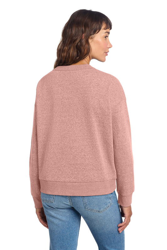 District Women's Perfect Tri Fleece V-Neck Sweatshirt DT1312 Blush Frost