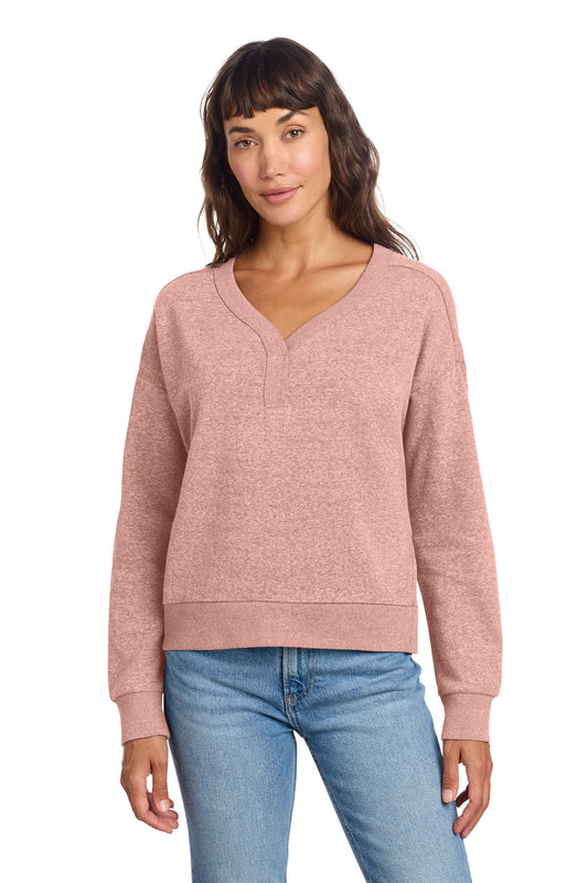 District Women's Perfect Tri Fleece V-Neck Sweatshirt DT1312 Blush Frost