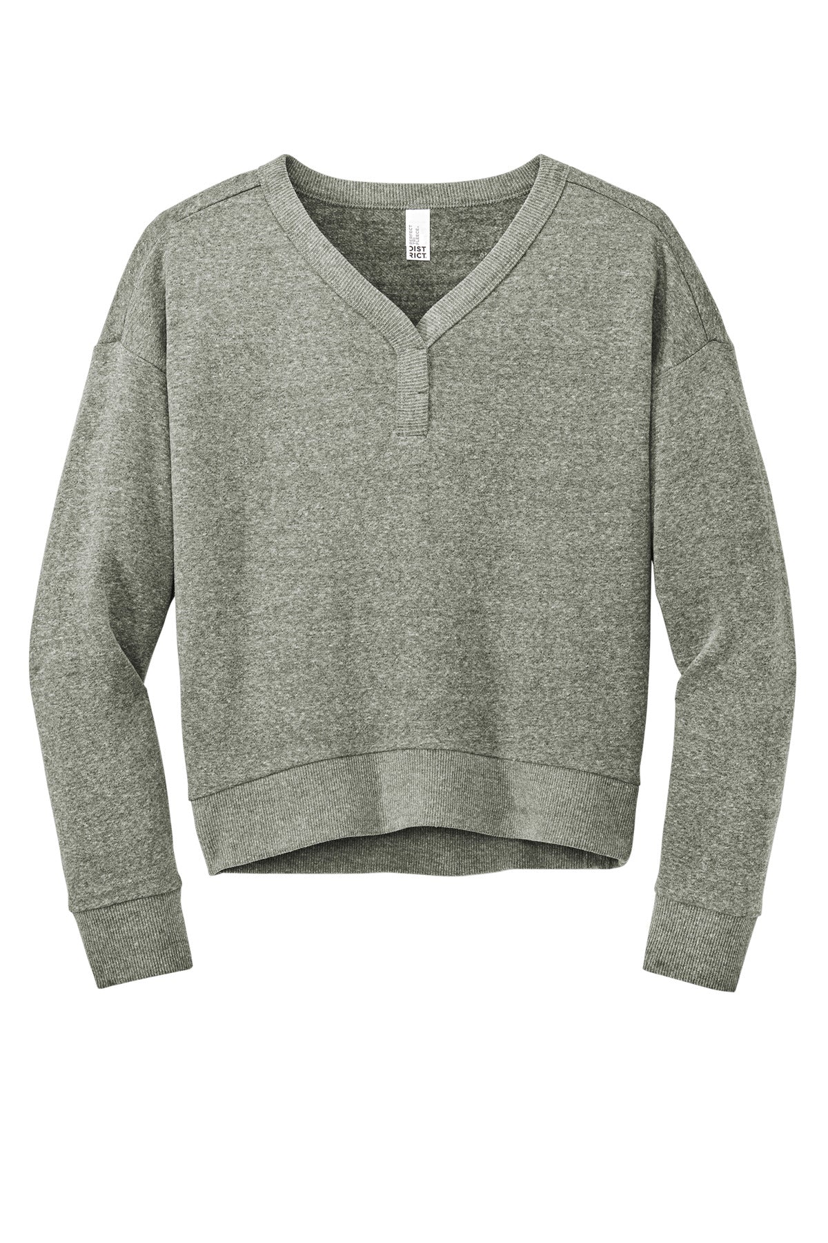 District Women's Perfect Tri Fleece V-Neck Sweatshirt DT1312 Grey Frost