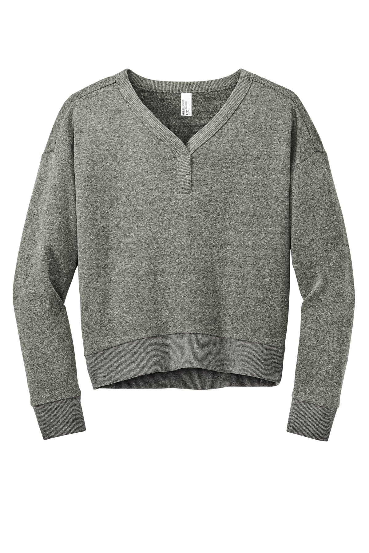 District Women's Perfect Tri Fleece V-Neck Sweatshirt DT1312 Heathered Charcoal