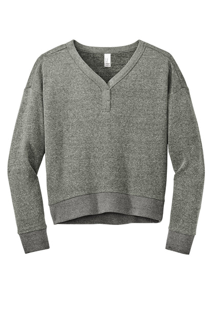 District Women's Perfect Tri Fleece V-Neck Sweatshirt DT1312 Heathered Charcoal
