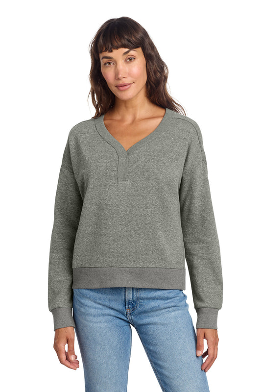 District Women's Perfect Tri Fleece V-Neck Sweatshirt DT1312 Heathered Charcoal