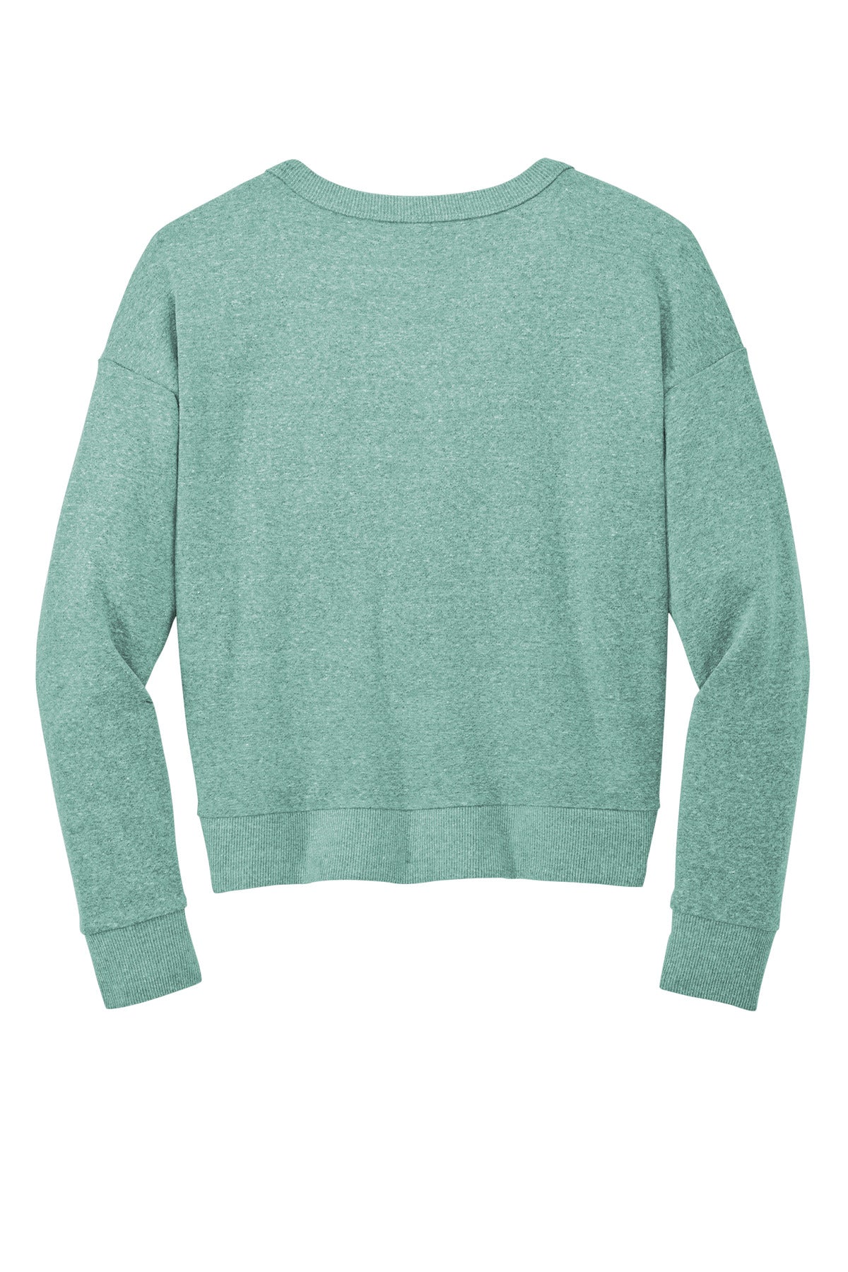District Women's Perfect Tri Fleece V-Neck Sweatshirt DT1312 Heathered Eucalyptus Blue