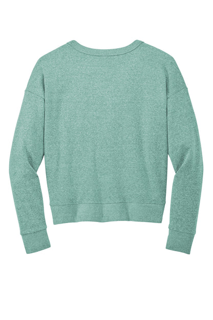 District Women's Perfect Tri Fleece V-Neck Sweatshirt DT1312 Heathered Eucalyptus Blue