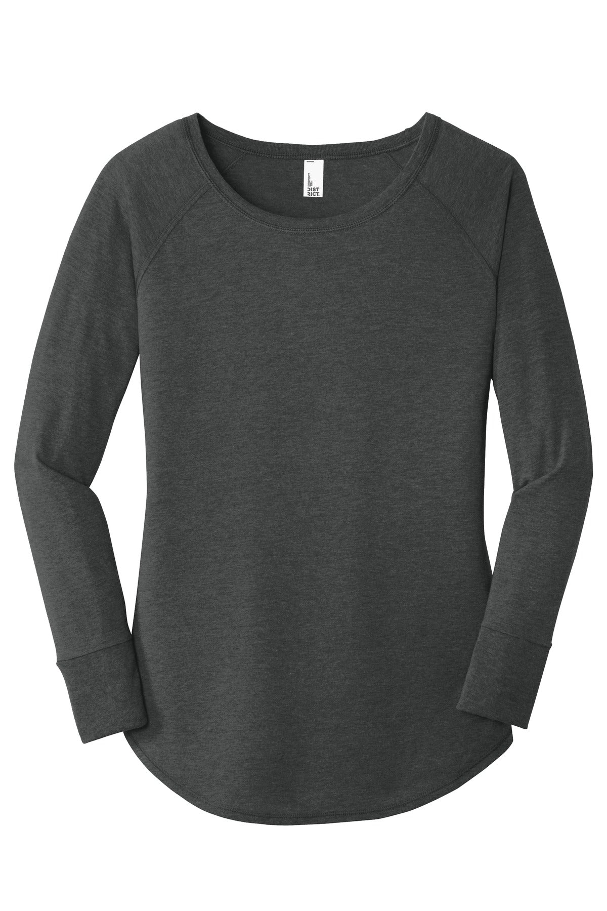 District Women's Perfect Tri Long Sleeve Tunic Tee DT132L Black Frost