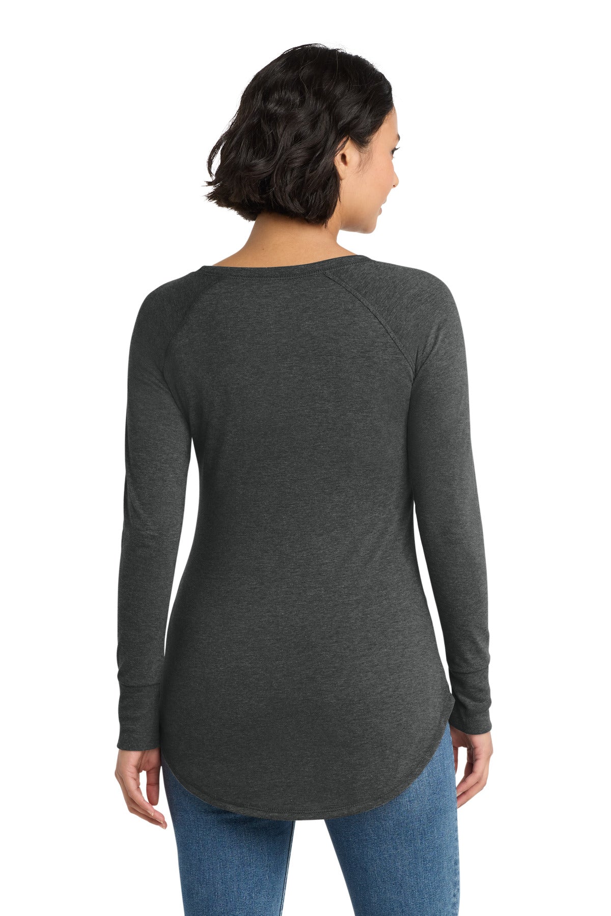 District Women's Perfect Tri Long Sleeve Tunic Tee DT132L Black Frost