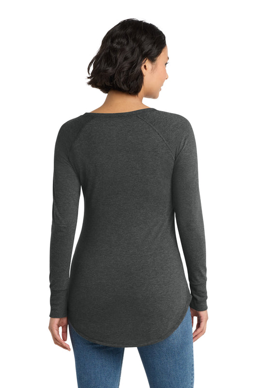 District Women's Perfect Tri Long Sleeve Tunic Tee DT132L Black Frost