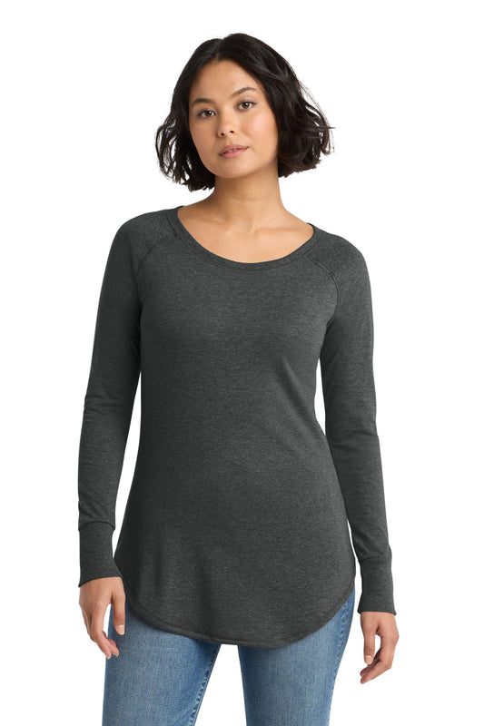 District Women's Perfect Tri Long Sleeve Tunic Tee DT132L Black Frost