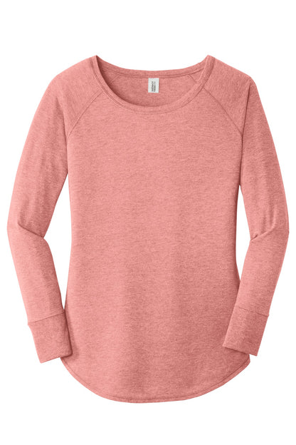 District Women's Perfect Tri Long Sleeve Tunic Tee DT132L Blush Frost