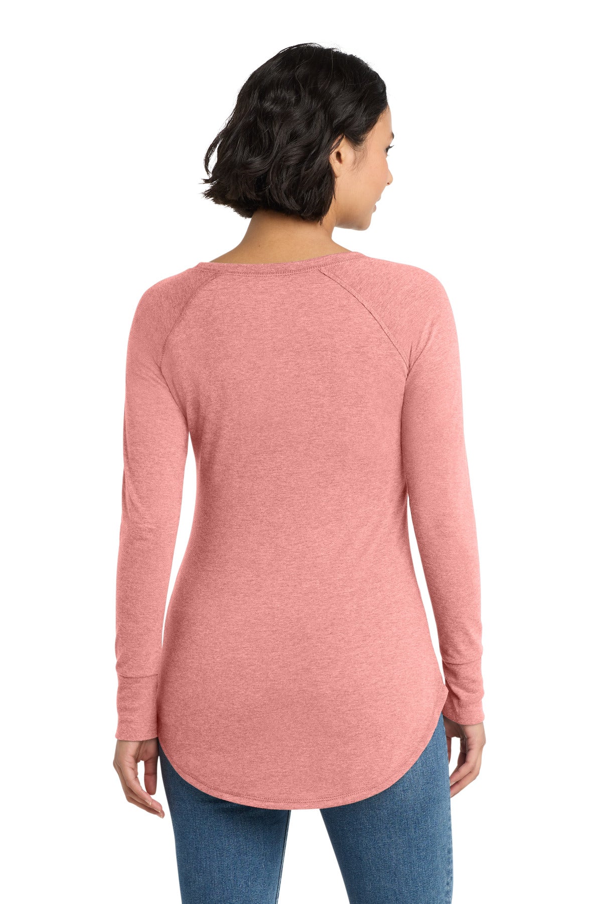 District Women's Perfect Tri Long Sleeve Tunic Tee DT132L Blush Frost