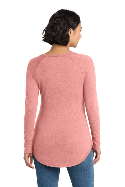District Women's Perfect Tri Long Sleeve Tunic Tee DT132L Blush Frost