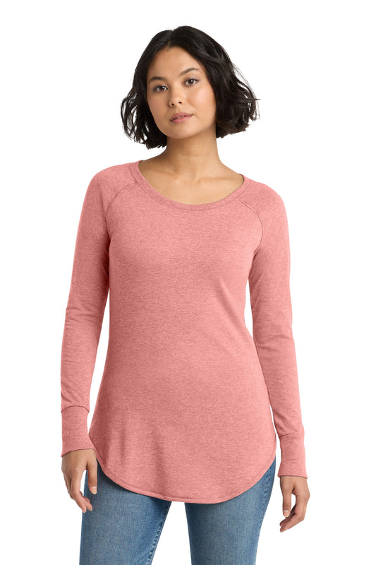 District Women's Perfect Tri Long Sleeve Tunic Tee DT132L Blush Frost