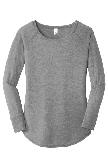 District Women's Perfect Tri Long Sleeve Tunic Tee DT132L Grey Frost