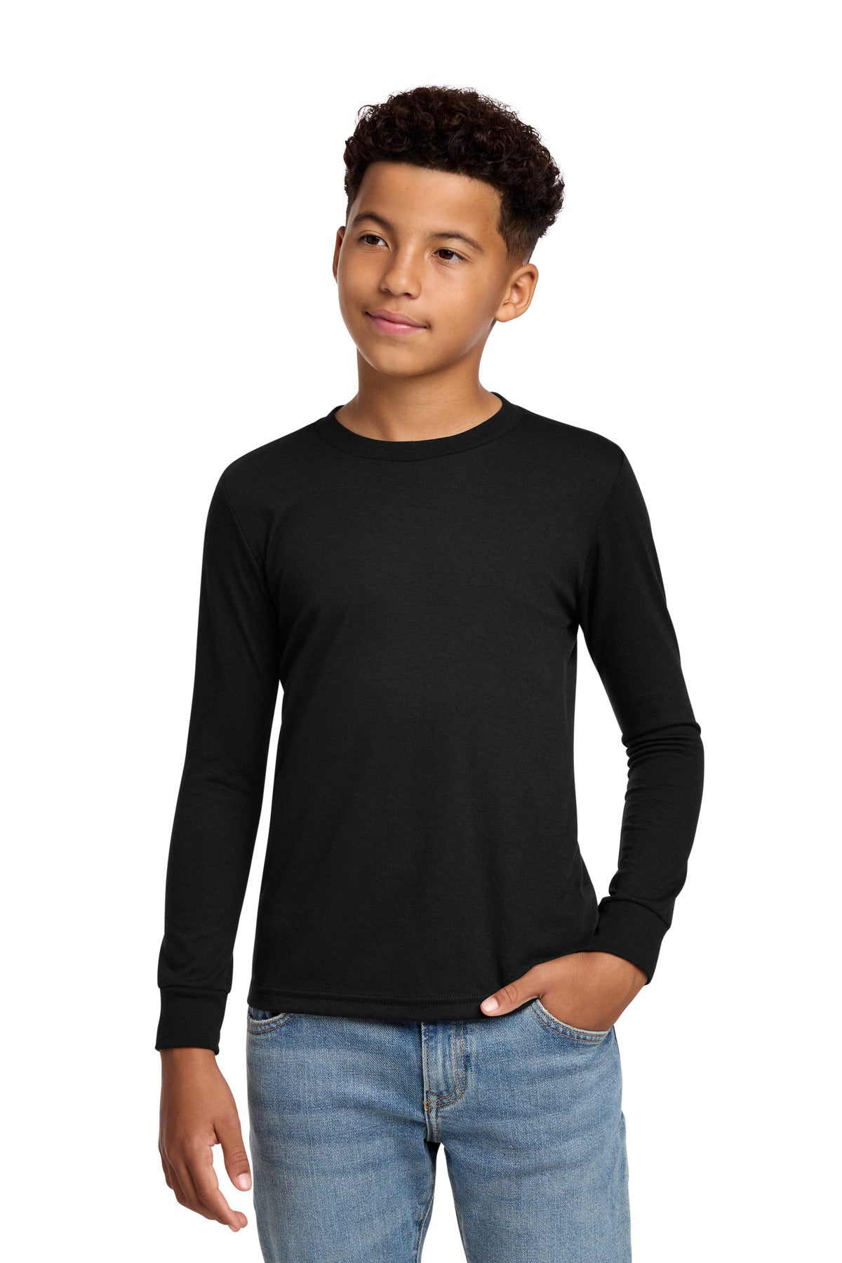 District Youth Perfect Tri Long Sleeve Tee DT132Y Black