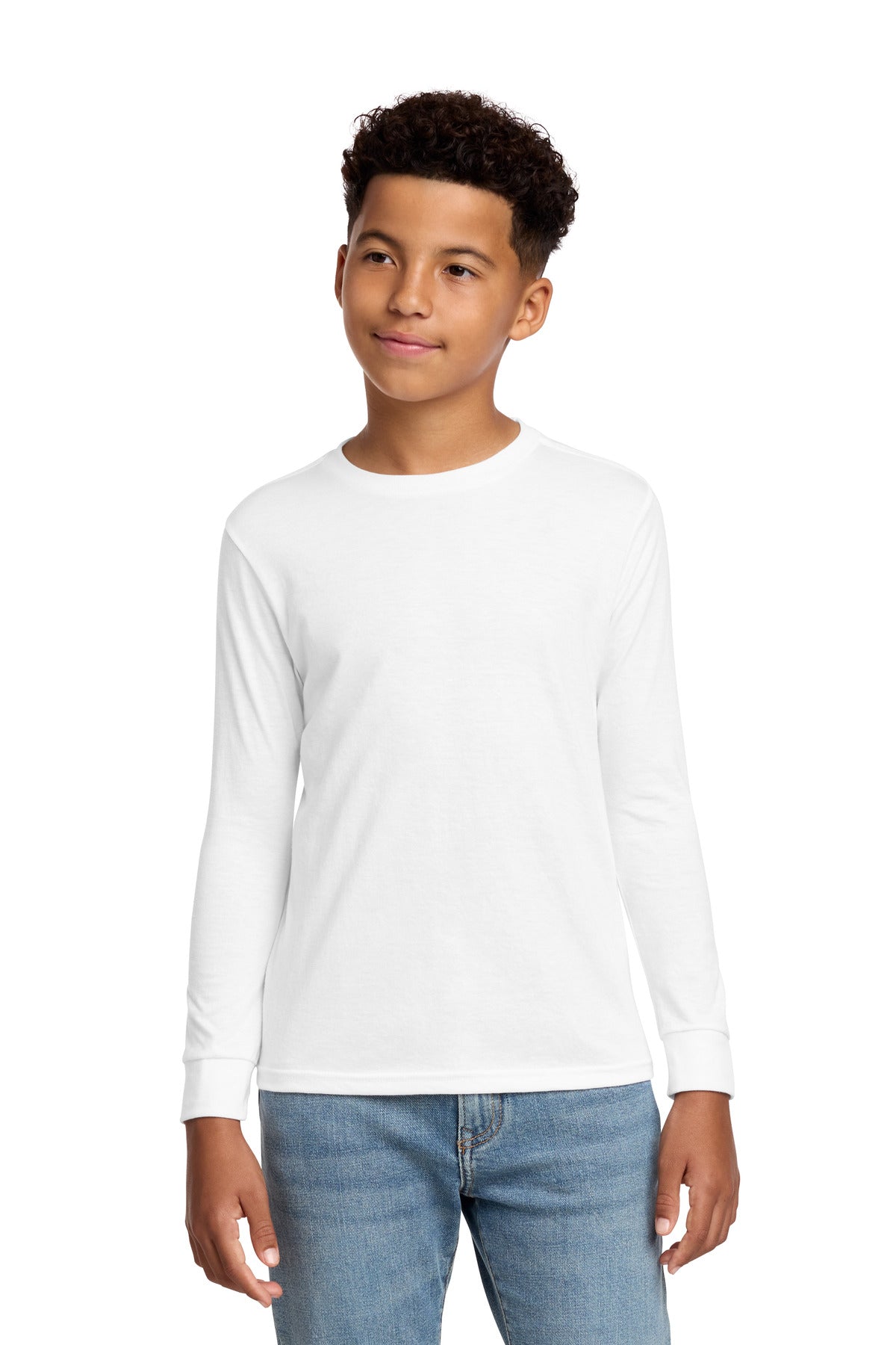 District Youth Perfect Tri Long Sleeve Tee DT132Y White