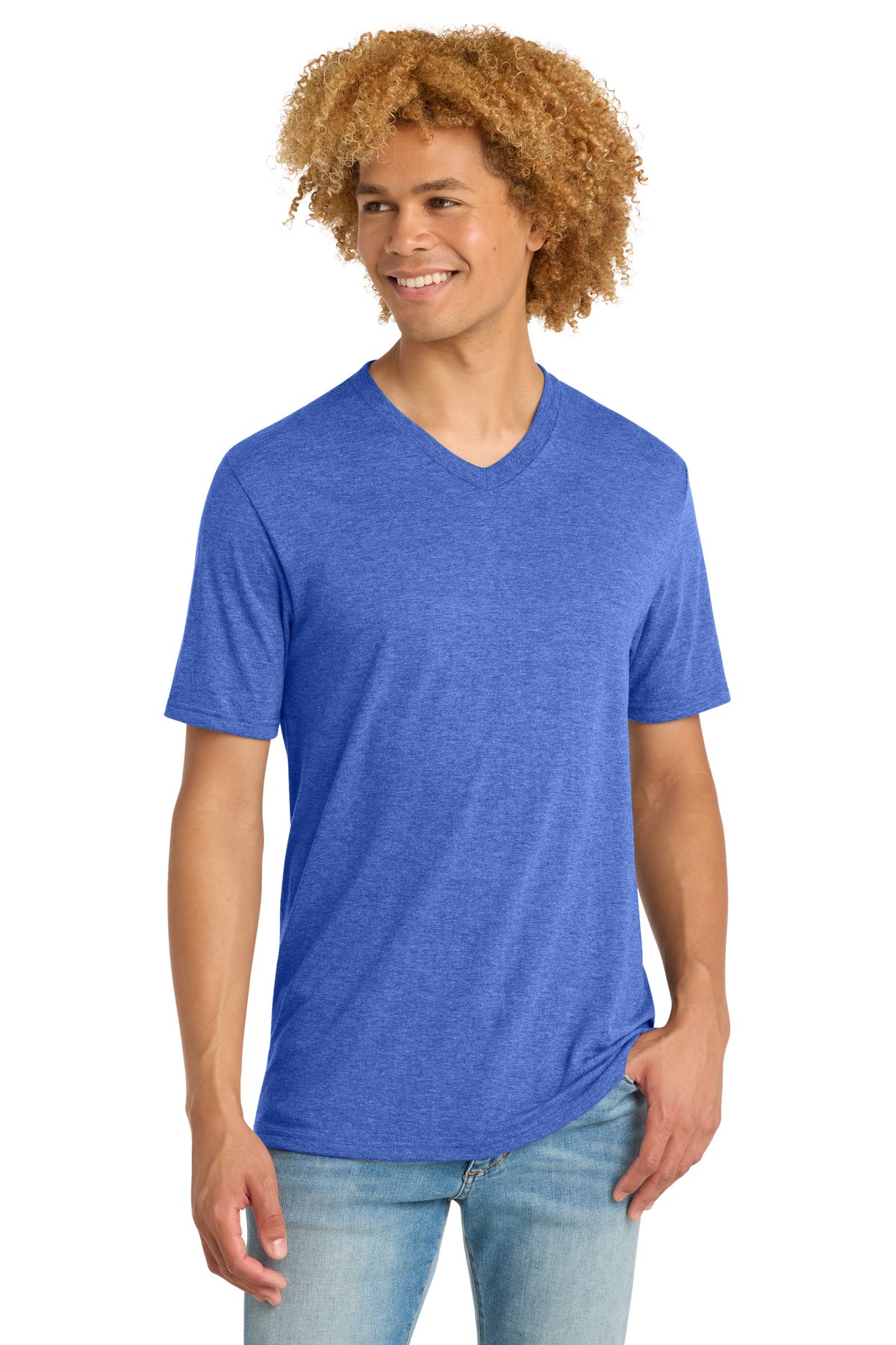 District Perfect Tri V-Neck Tee DT1350 Royal Frost