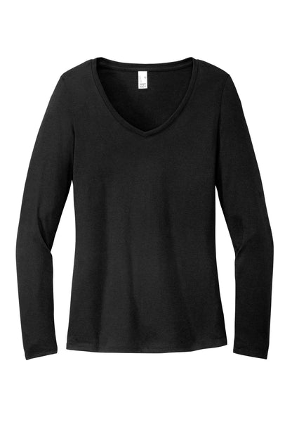 District Women's Perfect Tri Long Sleeve V-Neck Tee DT135 Black