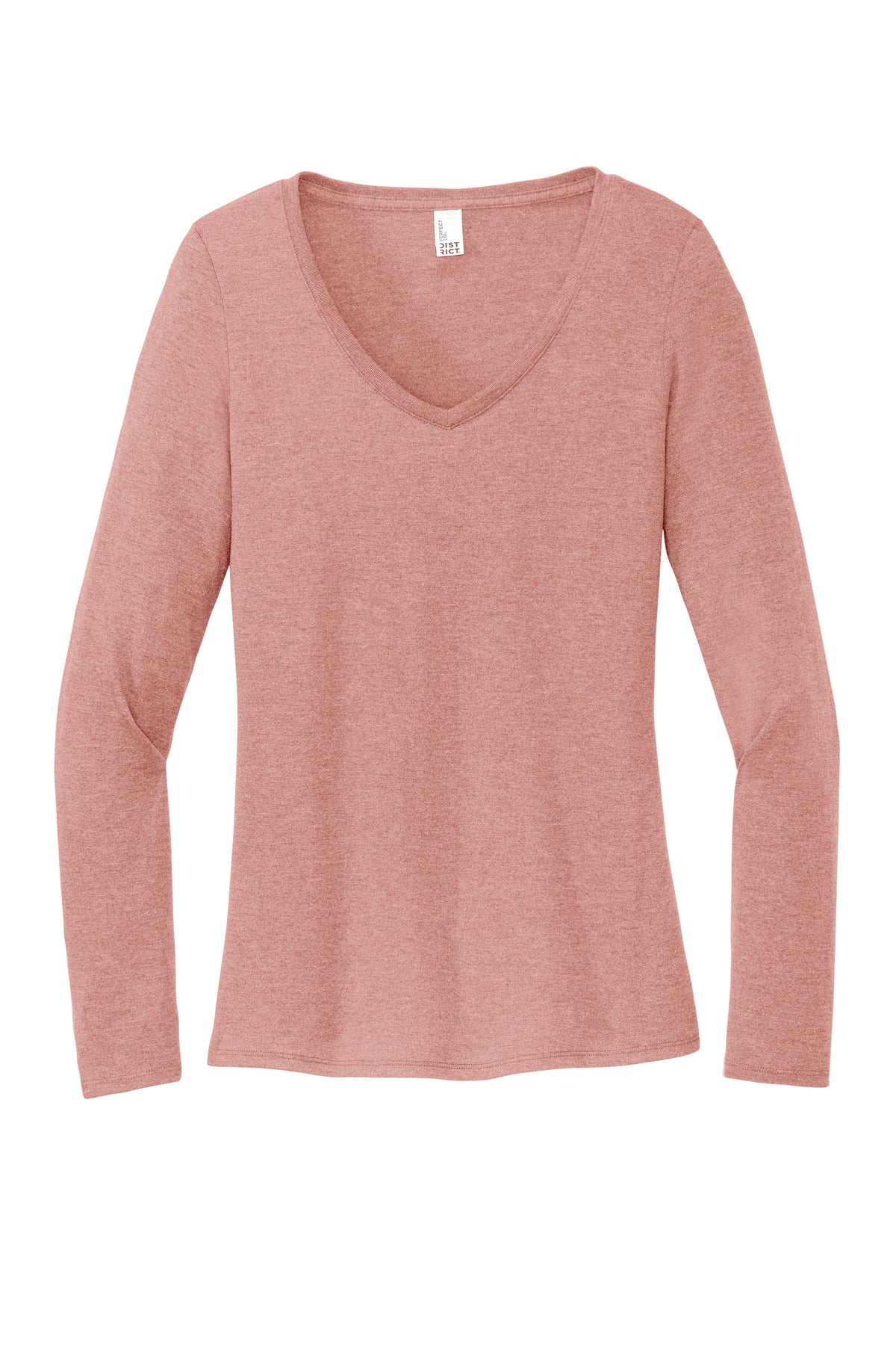 District Women's Perfect Tri Long Sleeve V-Neck Tee DT135 Blush Frost