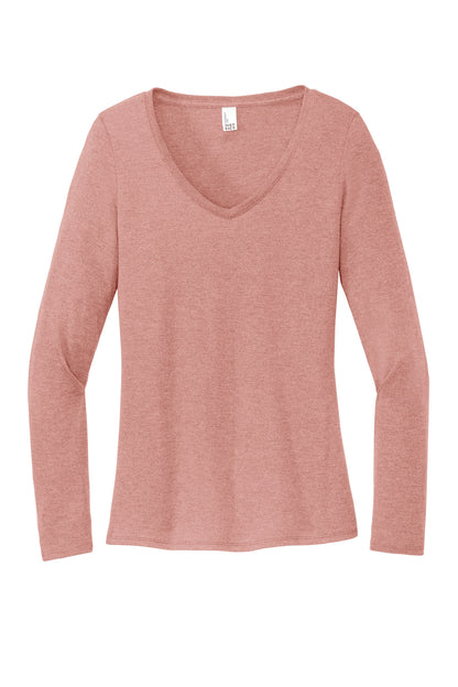 District Women's Perfect Tri Long Sleeve V-Neck Tee DT135 Blush Frost
