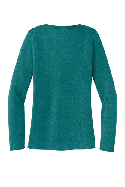 District Women's Perfect Tri Long Sleeve V-Neck Tee DT135 Heathered Teal