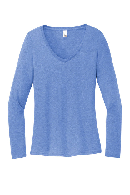District Women's Perfect Tri Long Sleeve V-Neck Tee DT135 Maritime Frost