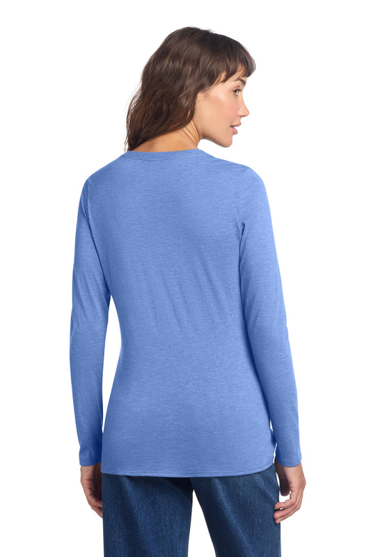 District Women's Perfect Tri Long Sleeve V-Neck Tee DT135 Maritime Frost