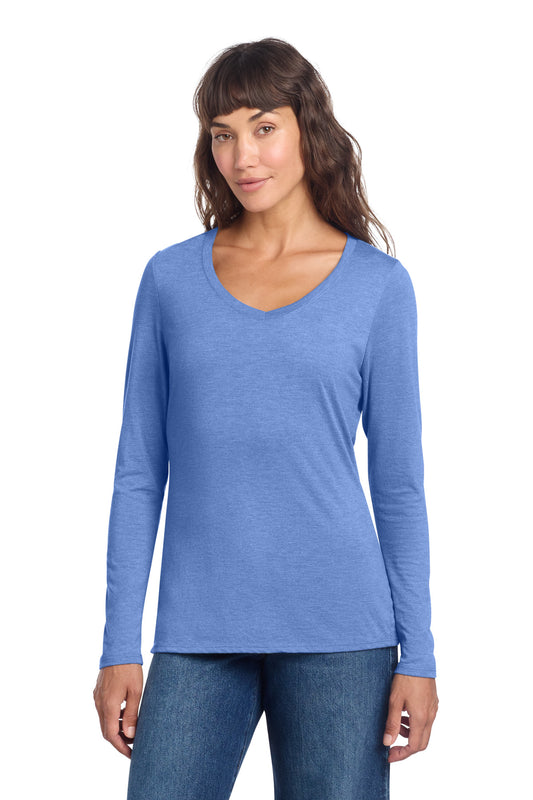 District Women's Perfect Tri Long Sleeve V-Neck Tee DT135 Maritime Frost