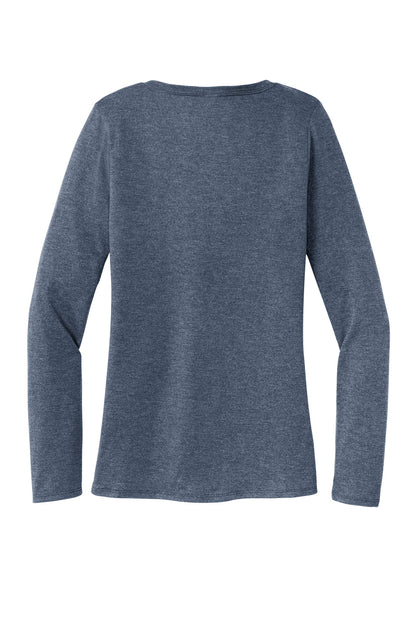 District Women's Perfect Tri Long Sleeve V-Neck Tee DT135 Navy Frost