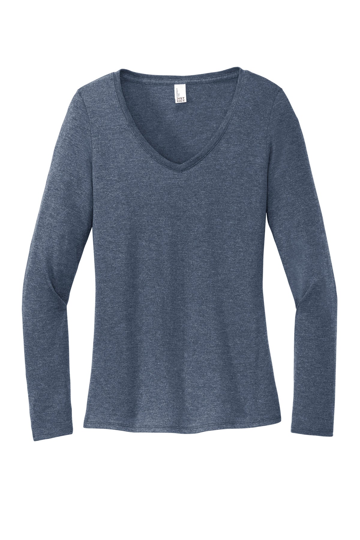 District Women's Perfect Tri Long Sleeve V-Neck Tee DT135 Navy Frost