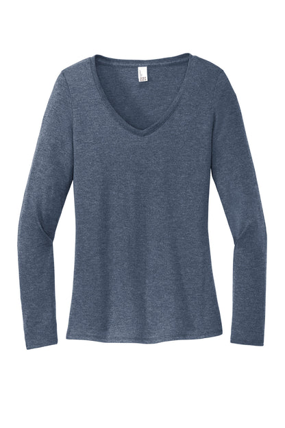 District Women's Perfect Tri Long Sleeve V-Neck Tee DT135 Navy Frost